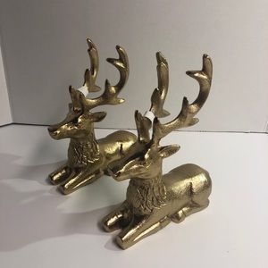 Threshold Set Of 2 Brass Deer